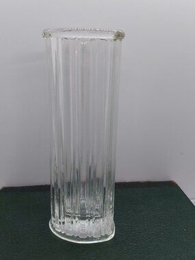Vintage 1982 Clear Glass Heart Shaped Ribbed Vase